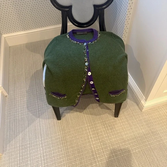 Green and Purple Embellished Women's sweater
